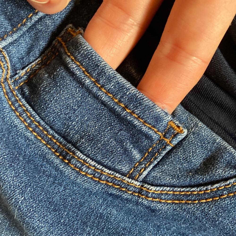 High Waist Denim Maternity Shorts - Dark Blue - Picture 3 of 5